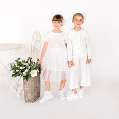 Completo bambina lurex bianco stile chanel
