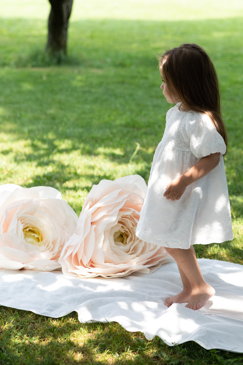 Abito bambina sangallo con maniche a palloncino