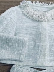Completo bambina lurex bianco stile chanel