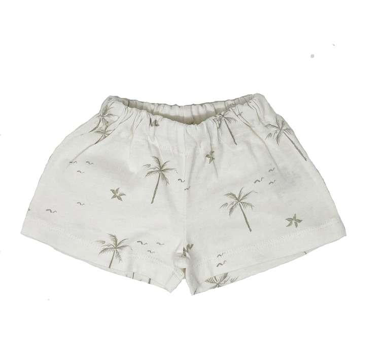 Pantaloncini fantasia palme in cotone organico