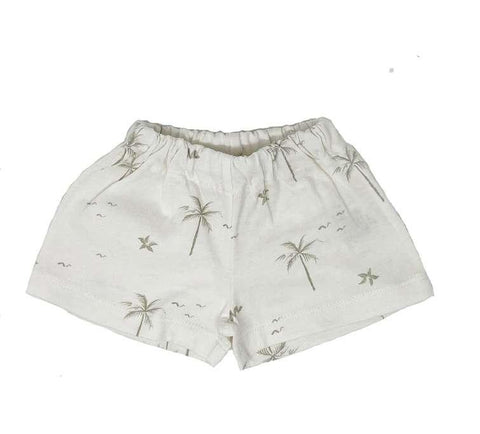 Pantaloncini fantasia palme in cotone organico