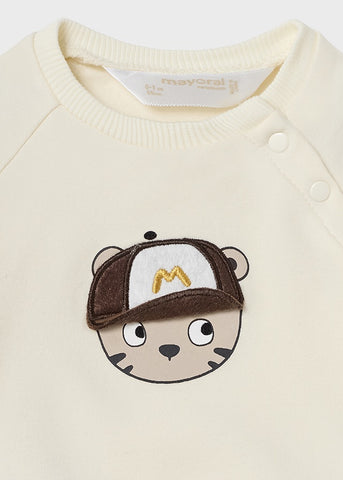 Felpa con disegno marrone