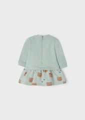 Vestito felpa verde con orsetti