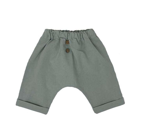 Pantaloni drop crotch verdi in cotone organico