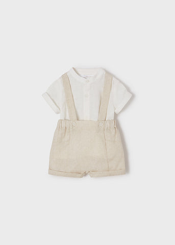 Completo salopette e camicia di lino