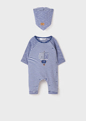 Tutina a righe con bavaglino neonato