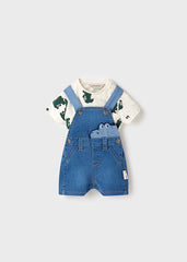 Completo salopette jeans neonato
