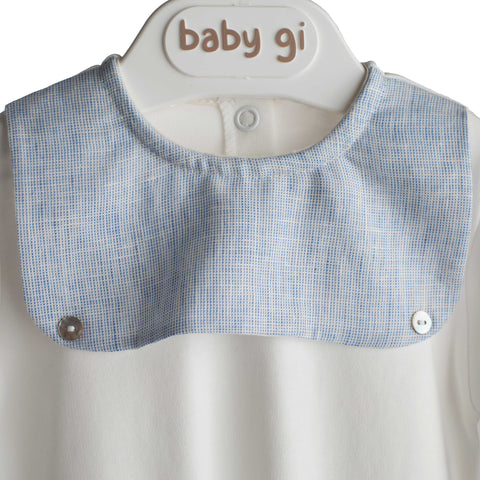 Tutina neonato in cotone interlock con colletto a contrasto