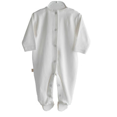 Tutina neonata in cotone interlock con colletto a contrasto