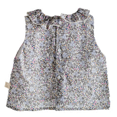 Camicia fantasia fiori con colletto volant