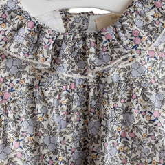 Camicia fantasia fiori con colletto volant