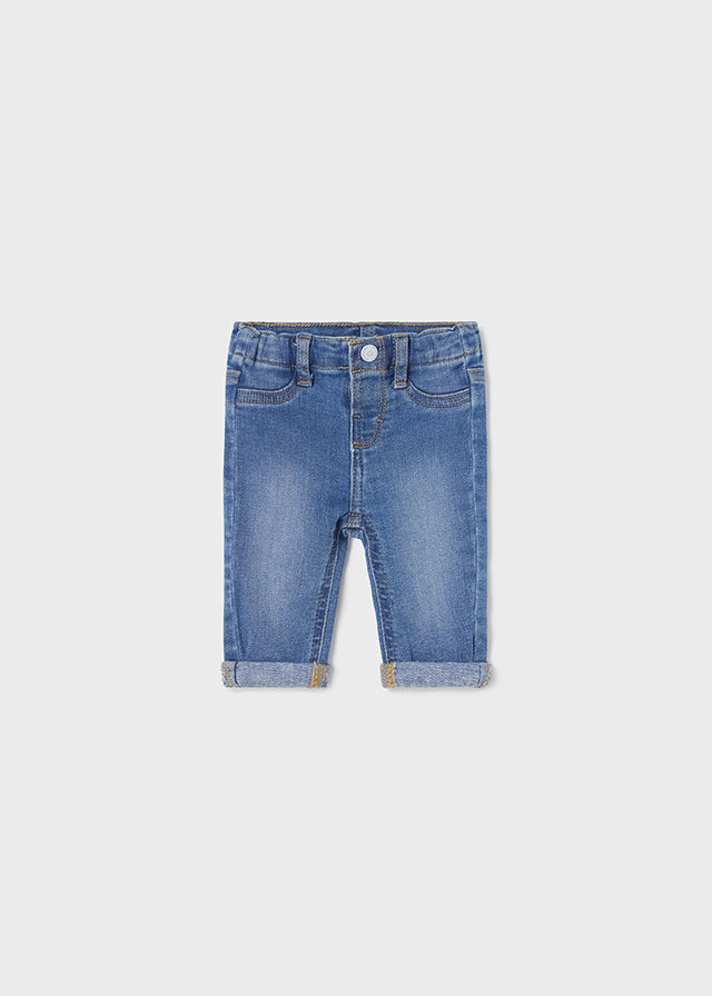 Pantalone jeans con vita regolabile cotone