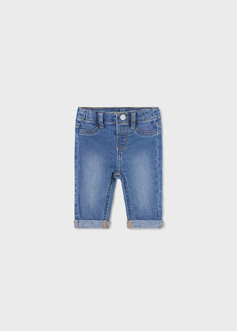 Pantalone jeans con vita regolabile cotone