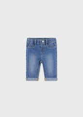 Pantalone jeans con vita regolabile cotone
