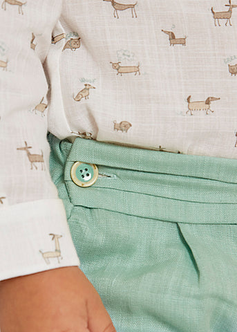 Completo bimbo camicia stampata e bermuda lino