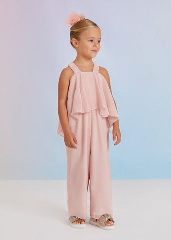 Tuta lunga chiffon rosa