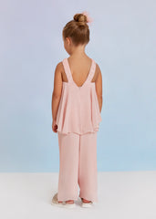 Tuta lunga chiffon rosa