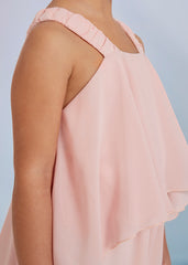 Tuta lunga chiffon rosa