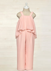 Tuta lunga chiffon rosa