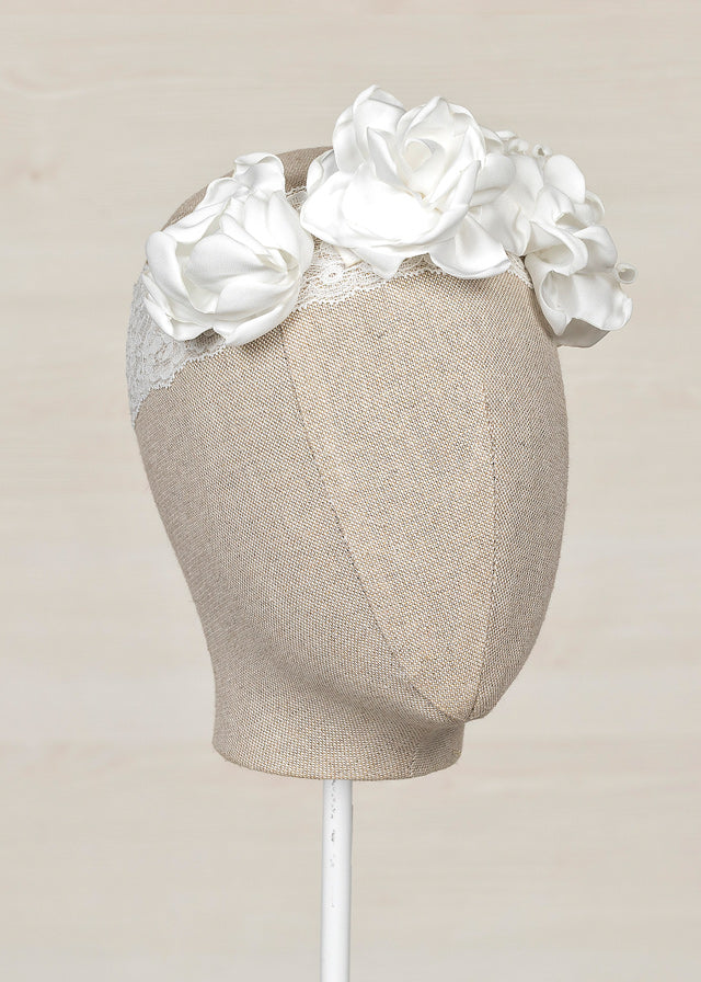 Set Di Fascia In Pizzo Con Fiori Di Punta-Swarovski-Fascia Per Bambini-Fascia Da Ragazza-Fascia Per Fiori-Fiore Toe Blooms-Fascia A Fiore Bianco-Pizzo Morbido - Italia