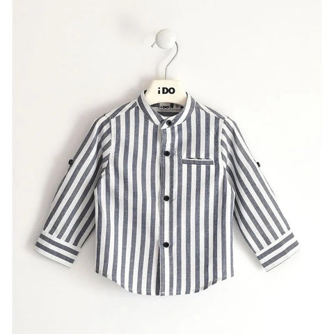 Camicia coreana bambino fantasia rigata con pochette