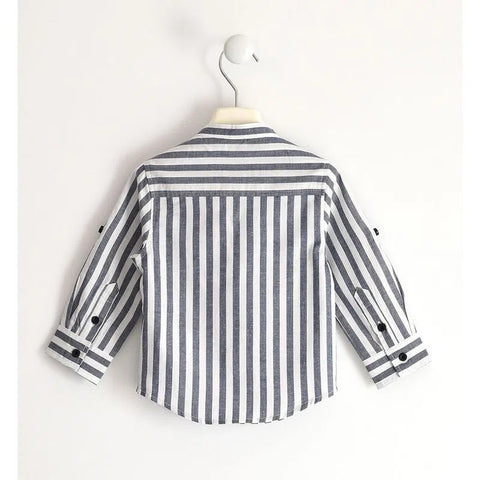 Camicia coreana bambino fantasia rigata con pochette