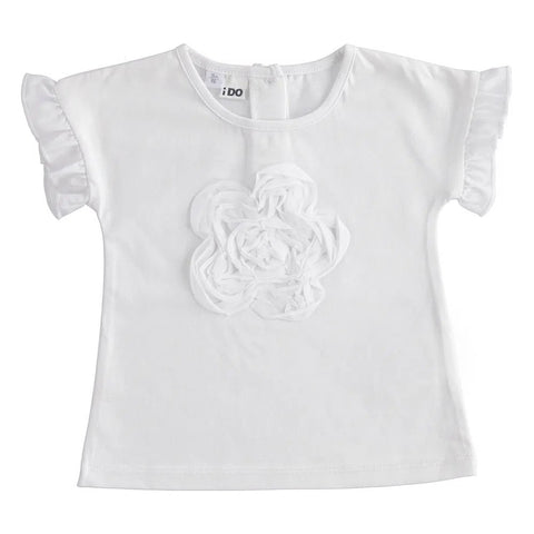 Maglietta bambina in jersey stretch con stella in crepe