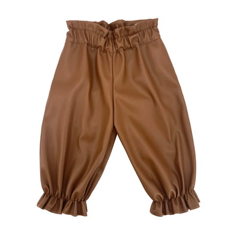 Pantaloni caramella ecopelle