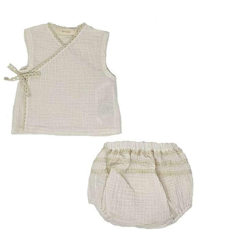 Completo canotta kimono e culotte in cotone organico