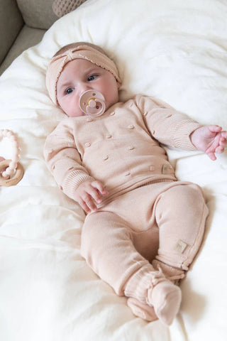 Maglia apertura dietro mini pom pom con pantaloncini - Linea Knitted Bamboom