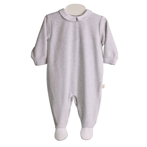 Tutina ciniglia grigia con colletto bianco