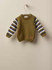Maglione girocollo cachemire verde oliva