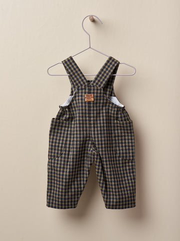 Salopette a quadri verde oliva