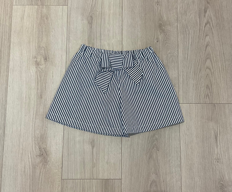 Pantaloncini con fiocco a righe bianche e blu
