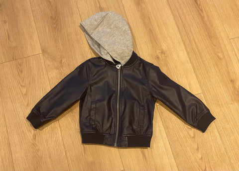 Giubbino ecopelle bambino con cappuccio removibile