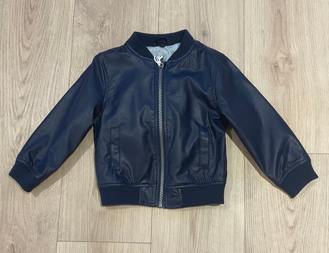 Giubbino ecopelle bambino con cappuccio removibile