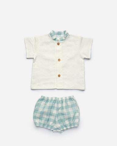 Completo Bambino a quadri Camicia e Pantaloncini