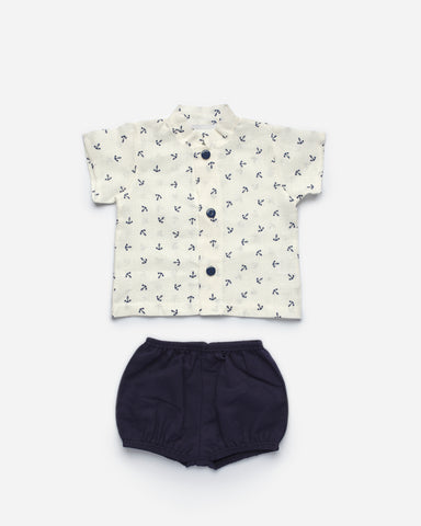 Completo Bambino Ancora Camicia e Pantaloncini