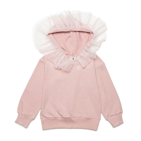 Felpa cappuccio tulle