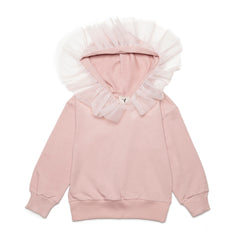 Felpa cappuccio tulle