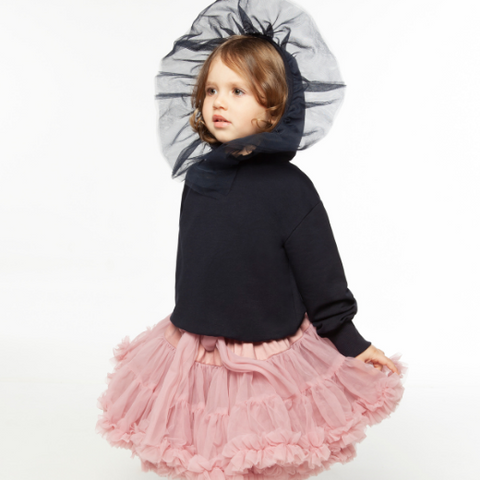 Felpa cappuccio tulle