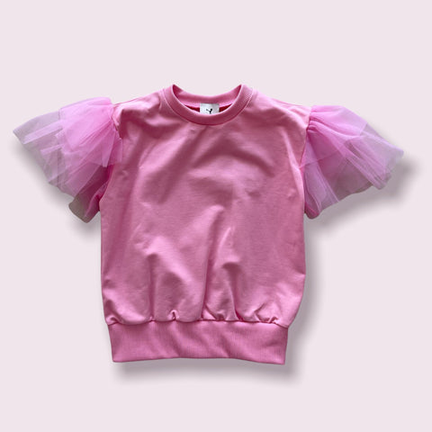 Felpa manica corta tulle